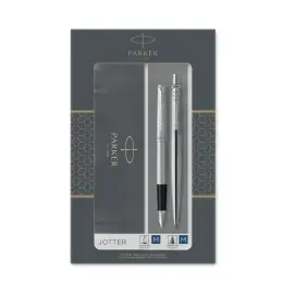 Parker IM Dou Ballpoint Pen and Fountain Pen Set (Stainless Steel Chrome Trim)