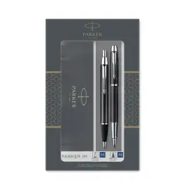 Parker IM Dou Ballpoint Pen and Fountain Pen Set (Black with Chrome Trim)