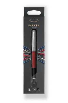 Parker Jotter Rollerball Pen - Kensington Red Chrome Trim (Black Ink)