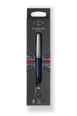 Parker Jotter Rollerball Pen - Royal Blue Chrome Trim (Black Ink)