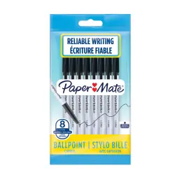 Paper Mate 045 Capped Ballpoint Pen 1.0mm NS2084 (Pack 8) - Black NS2084376