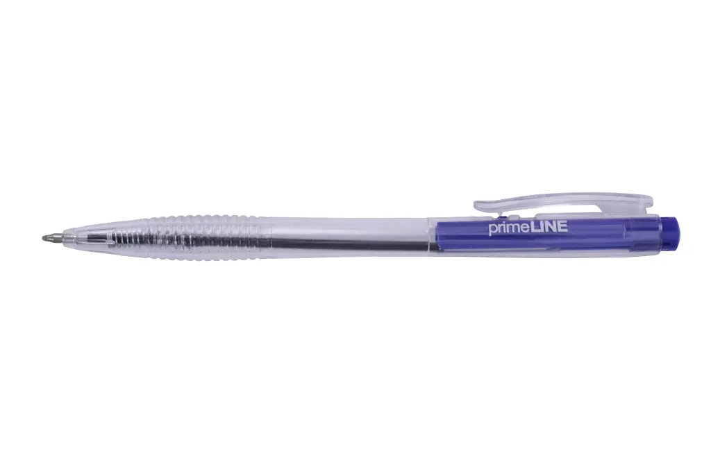 Waltons Primeline Clear Click Pen - Blue