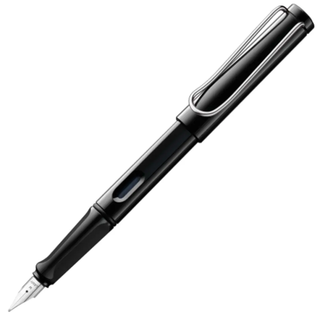 LAMY safari Fountain Pen, Blue ink (T10 BL refill) - Glossy Black