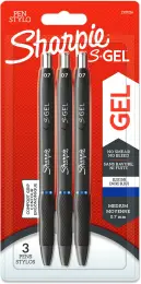 Sharpie S-Gel, Gel Pen, 0.7mm (3 pack) - Blue