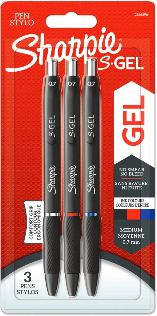 Sharpie S-Gel, Gel Pen, 0.7mm (3 pack) - Assorted