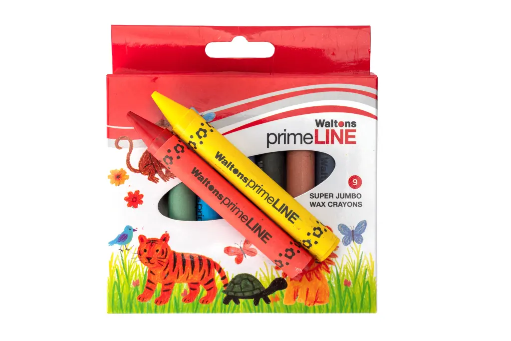 Waltons Primeline Super Jumbo Wax Crayons WP74 Set of 9