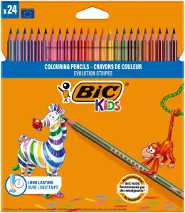 Bic Kids Evolution Stripes Pencil Crayons, Set Of 24