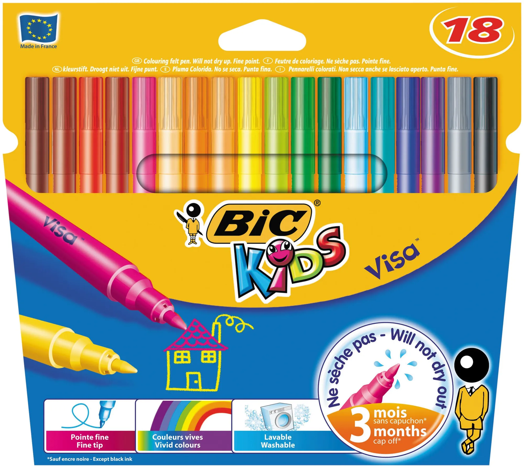 Bic Kids Visa Felt Pens Pack Of 18 905649 (Each) | Waltons