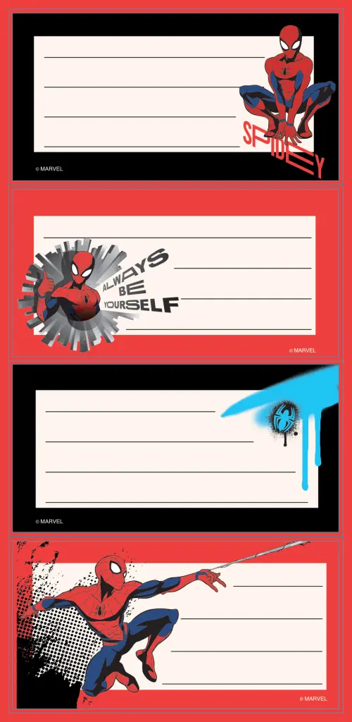 SPIDERMAN - JUST HANGING OUT BOOK LABELS
