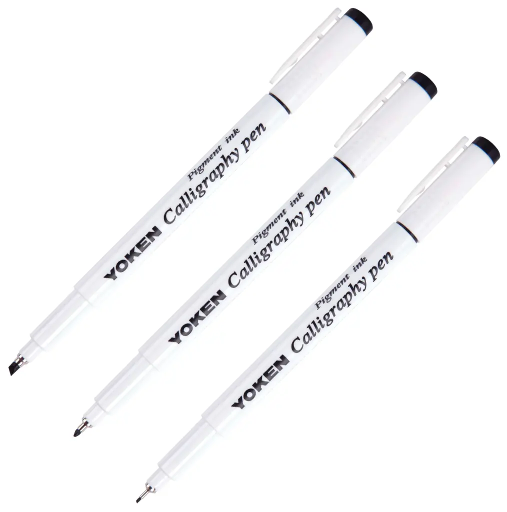 Yoken Lettering Pen Set for Calligraphy - Black Ink Set of 3