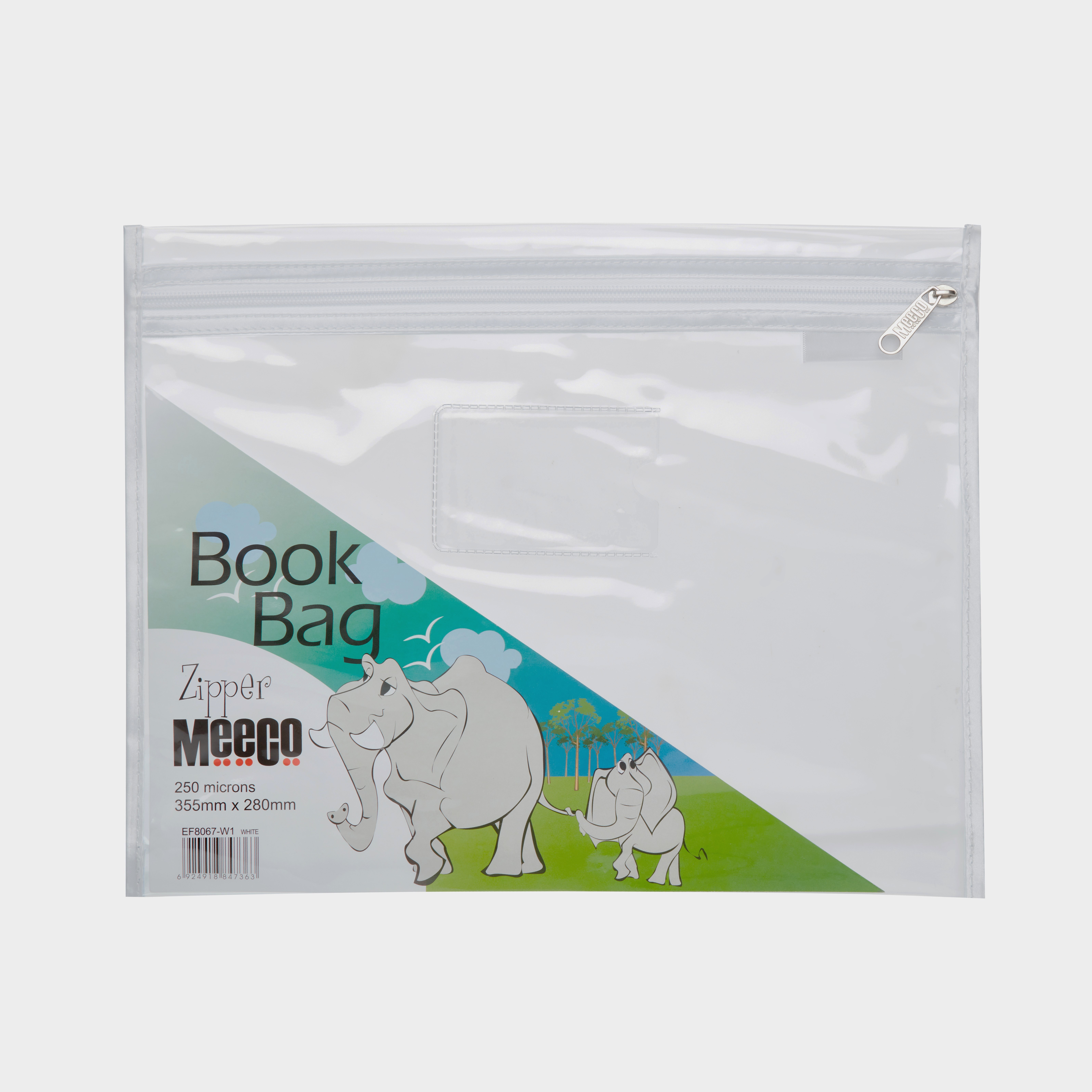 洋書 The Woven Mystery Meeco PVC Book Bag with Zip - White | Waltons