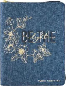 Large Daily Planner For Women 2022 Be The Light Navy Faux Leather With Zip DPW280