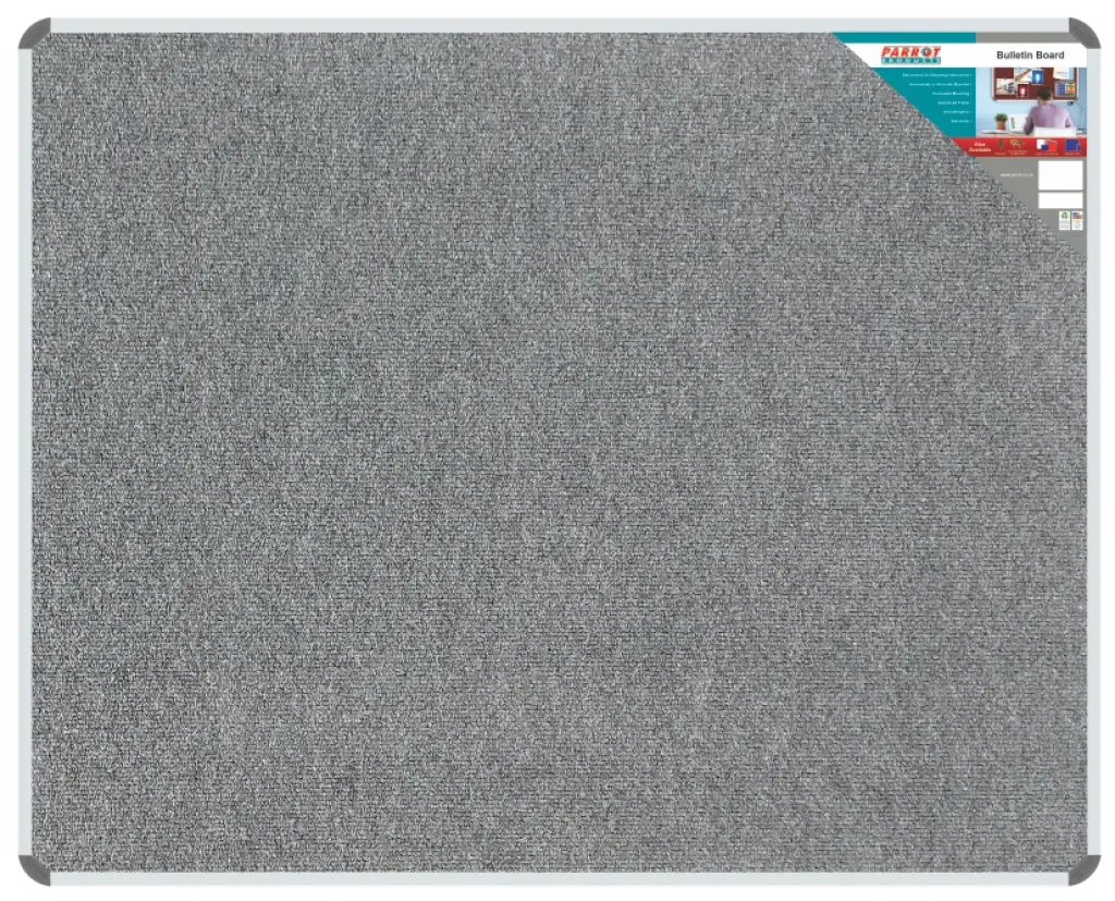 Parrot Bulletin Board Ribbed Aluminium Frame, 1500mm x 1200mm (BD0660) - Grey