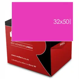 White Self Adhesive Labels 32mm x 50mm 3250 - Pink