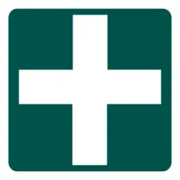 First Aid Sign with White Cross RS18