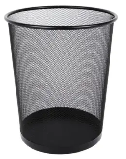 Kenzel Waste Paper Bins, Wire Mesh Round (DLD01-159-8) - Each - Black