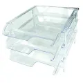 Bantex vision plastic letter tray stackable set of 3 B9414 (Per 1) - Clear image
