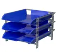 Bantex vision plastic letter tray stackable set of 3 B9414 (Per 1) - Cobalt Blue image
