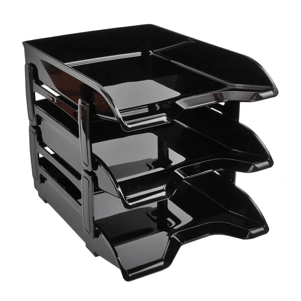 Waltons Primeline 3 Tier Letter Tray W117 - Black | Waltons
