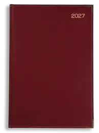 A5 PAGE-A-DAY EXECUTIVE - PADDED / PERIMETER STITCHED / CORNERS   - Burgundy