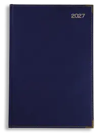 A5 PAGE-A-DAY EXECUTIVE - PADDED / PERIMETER STITCHED / CORNERS   - Navy Blue