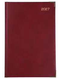 A4 PAGE-A-DAY EXECUTIVE - PADDED / PERIMETER STITCHED / CORNERS - Burgundy