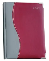 A4 PAGE-A-DAY DELUXE TWO TONE - S-STITCH / PADDED / CORNERS - Burgundy