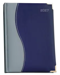 A4 PAGE-A-DAY DELUXE TWO TONE - S-STITCH / PADDED / CORNERS - Navy Blue
