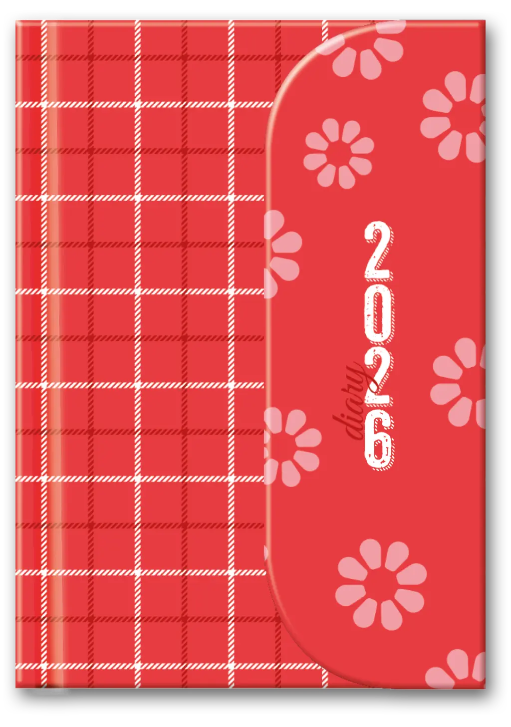 5 PAGE-A-DAY - PRINTED CASELINING - GLOSS LAMINATED / MAGNETIC FLAP RED CHECK