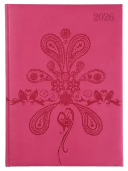 A4 PAGE-A-DAY NAPPA - PADDED / DEBOSS PATTERN  - Pink