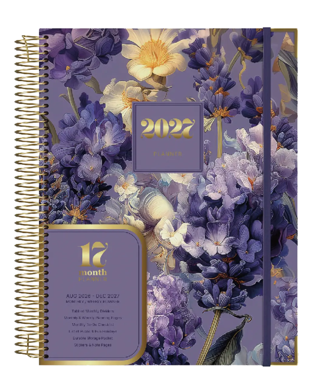 SAD PA4 Weekly 17-Month Planner Printed Caselining Laminated (432681) - Purple