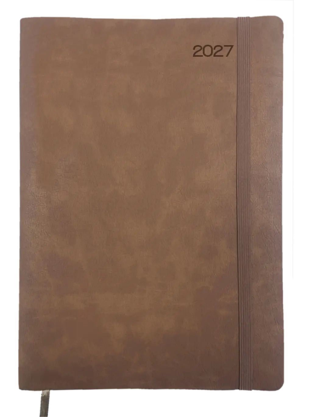 A4 Page-A-Day Flexible Soft Cover Ivory Paper Thermo PU Rounded Corners Elastic Band (436101) - Brown