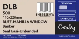 Primeline window envelopes self seal manilla DLB 110mm x 220mm box 500 ENB98SEM
