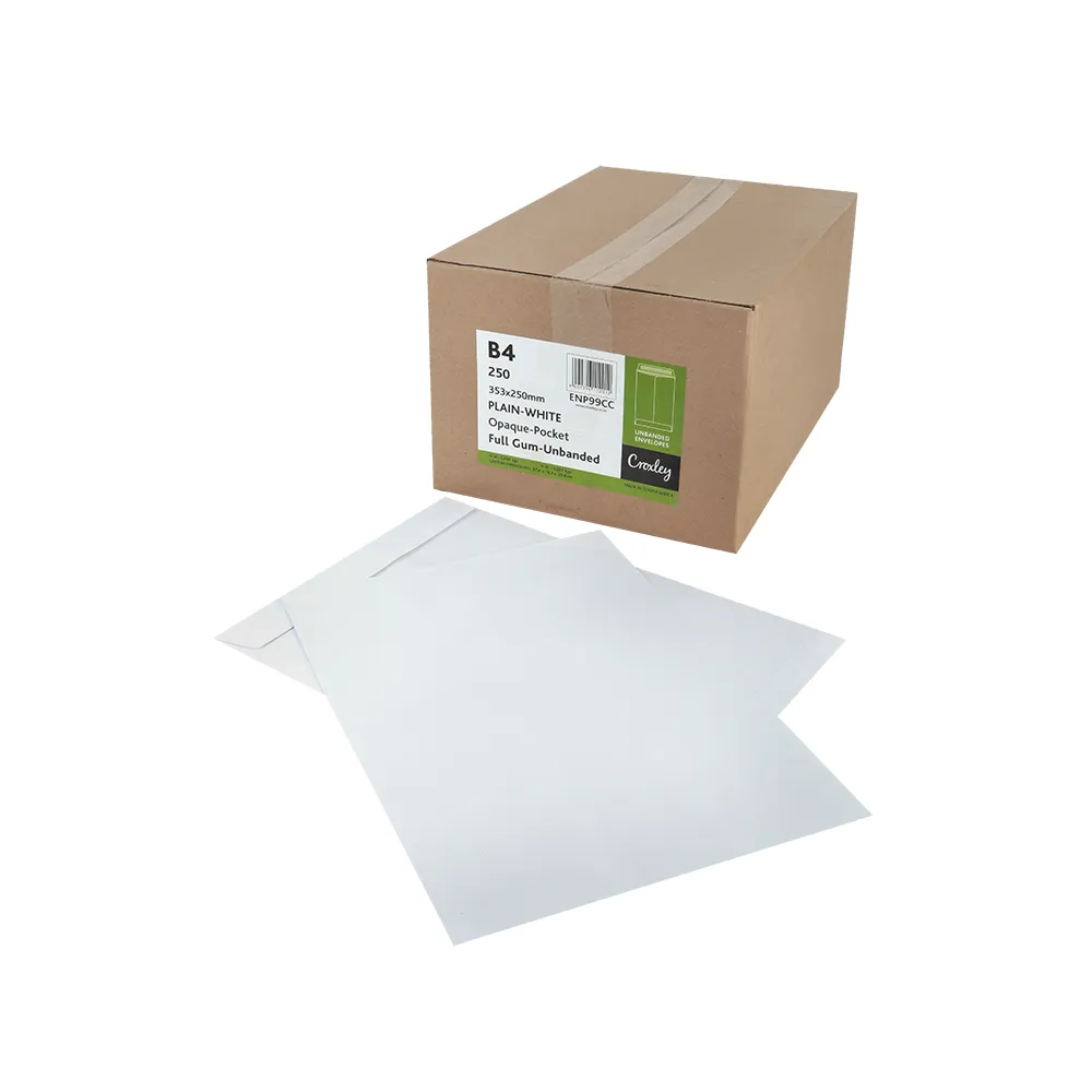 5冊 Croxley no window envelopes self seal white B4 250mm x 353mm box
