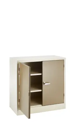 Stationery Cupboard-900Hx900Wx450D-2 Shelves - Ivory/Karoo