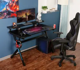 VX Gaming Donahue Gaming Desk - Black with Headphone Hook