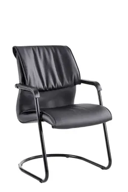 7600 Visitors Armchair - Black Epoxy Integral Frame - Black Bonded Leather