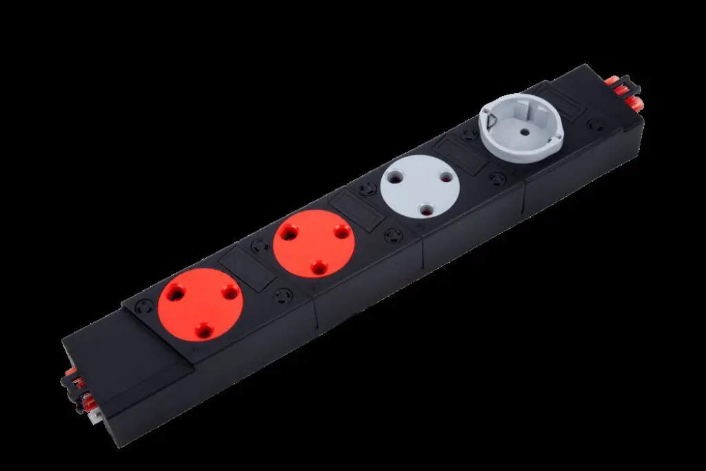 Oblique 4-Way Dual Power Outlet - 2 x Dedicated -1 x Normal Socket - 1 x 2 Pin Socket - Krost Black