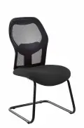 Xenon Visitors Sleigh Base Side chair - Black Epoxy Frame Black Mesh Back - Contract Black image