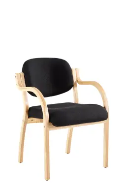 Linya Conference Armchair - Oak Frame - 4 Legged - MediumBack - Contract Black