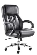 Big & Tall Highback Chair - Heavy Duty swivel and Tilt Mechanism - Chrome Base - Chrome Arms with Padding - Leather Brown image
