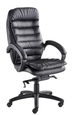 Pinnacle Highback Chair - Forward Kneetilt Mechanism - Nylon Base - Nylon Arms with Padding - Black Bonded Leather