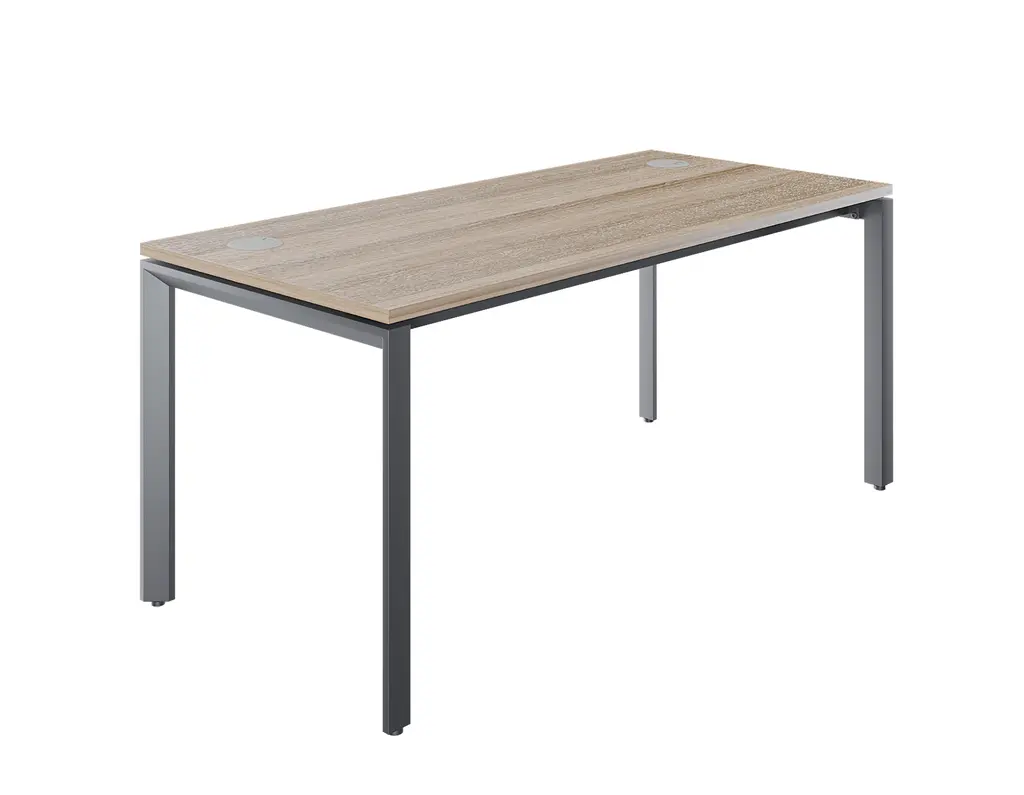 Novara Single Bench Desk 1600Wx750D , 25mm Top ,with 50x50 Bevel grey steel U-leg