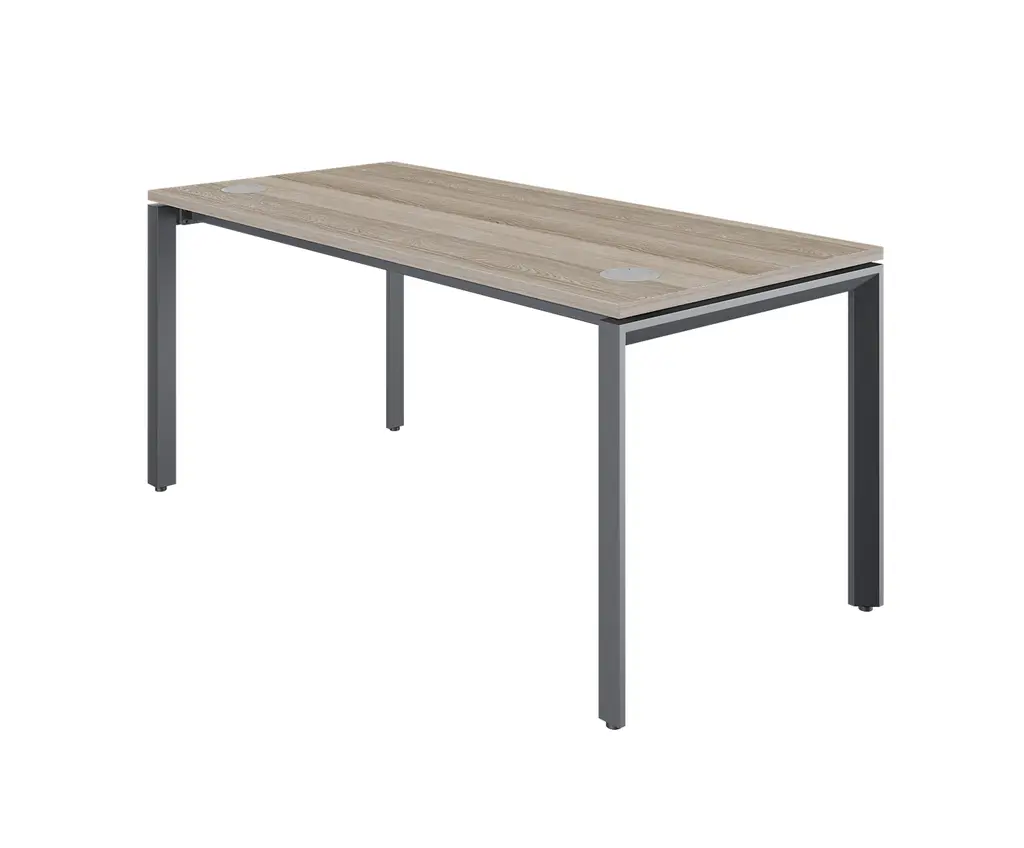 Novara Single Bench Desk 1600Wx750D , 25mm Top ,with 50x50 Bevel grey steel U-leg