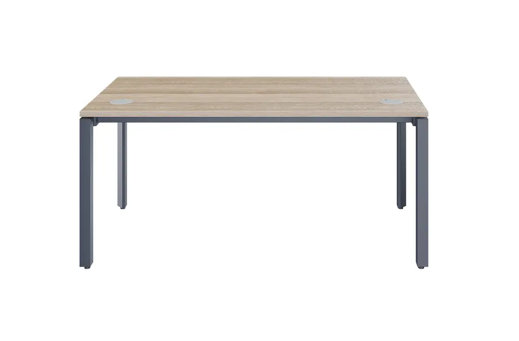 Novara Single Bench Desk 1600Wx750D , 25mm Top ,with 50x50 Bevel grey steel U-leg