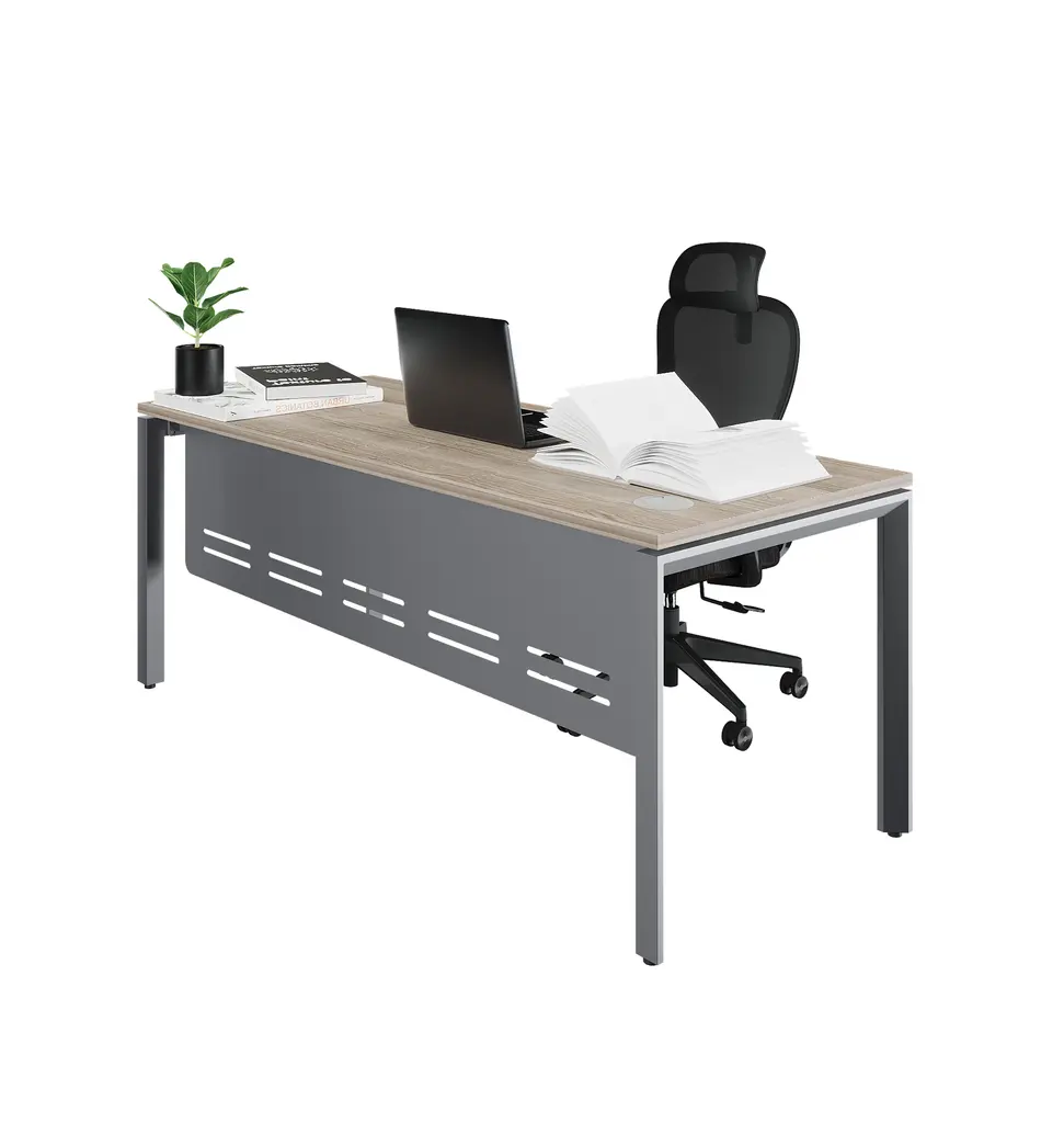 Novara Single Bench Desk 1800Wx750D , 25mm Top,with 50x50 Bevel grey steel U-leg