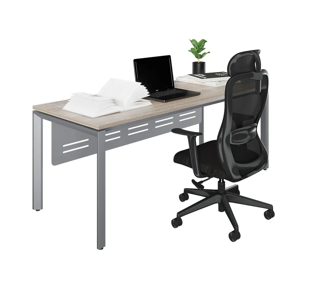 Novara Single Bench Desk 1800Wx750D , 25mm Top,with 50x50 Bevel grey steel U-leg