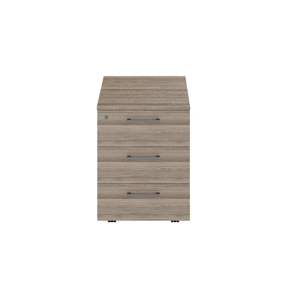 Novara Mobile Pedestal in Vintage Elm , Central Locking, 3 Drawers