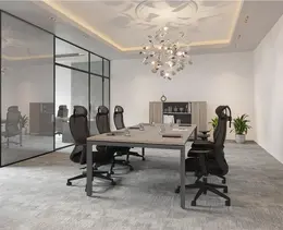 Novara Boardroom Table 2400W x 1200D x 725H, in Vintage Elm 25mm Top, 50x50 Bevel grey steel U-Legs