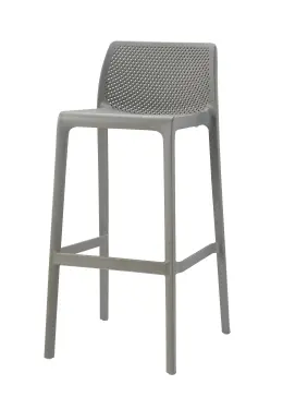 Tye 4 Legged Peforated Polyprop Bar Stool (Each) - Grey